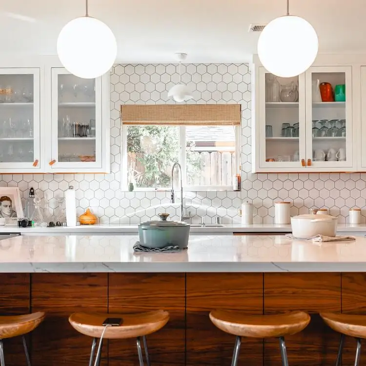 Image of a kitchen or bathroom with granite, marble or engineered stone. For demonstration purposes only.