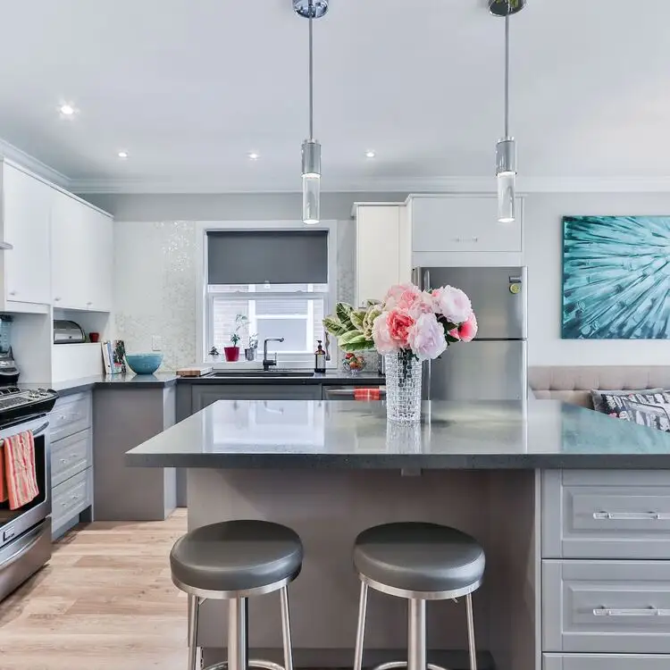 Image of a kitchen or bathroom with granite, marble or engineered stone. For demonstration purposes only.