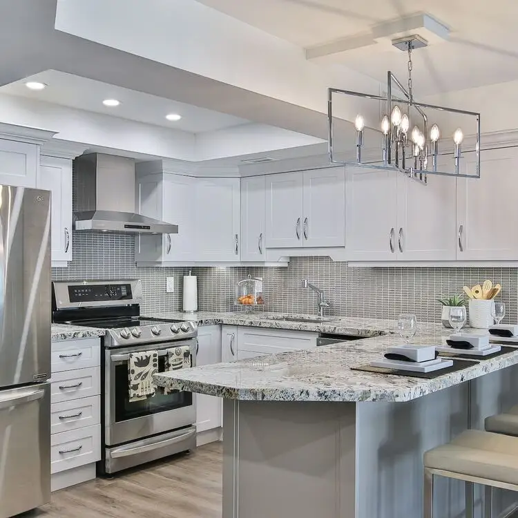 Image of a kitchen or bathroom with granite, marble or engineered stone. For demonstration purposes only.