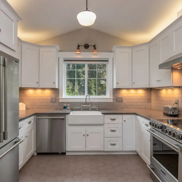 Image of a kitchen or bathroom with granite, marble or engineered stone. For demonstration purposes only.